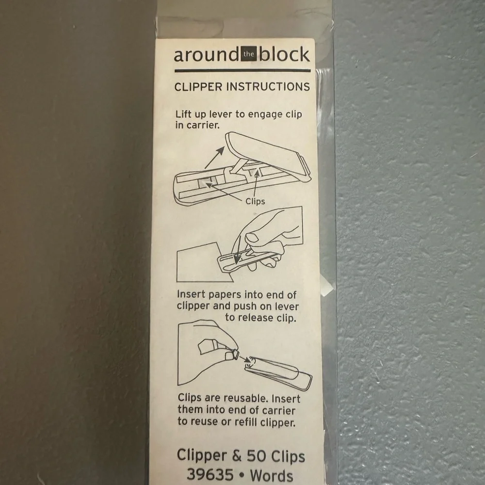 Around the Block Clip Clipper + 50 Clips (Words) – Craft/Sewing Tool